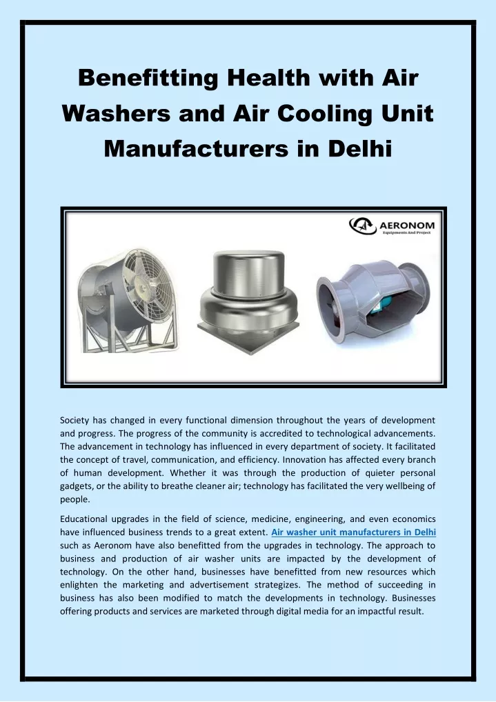 benefitting health with air washers