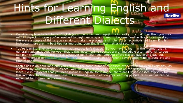 hints for learning english and different dialects