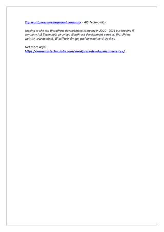 top wordpress development company ais technolabs