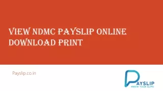 Download Online NDMC Payslip PDF/PPT
