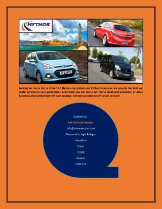 looking to rent a car in crete at mythos