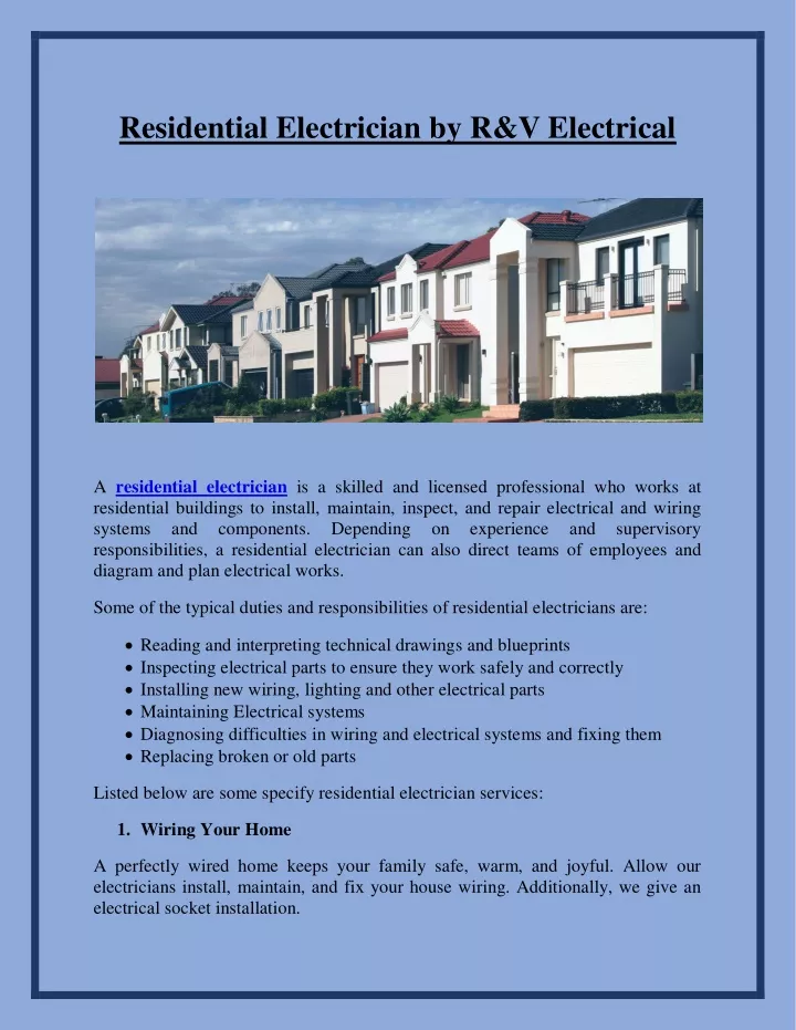 residential electrician by r v electrical