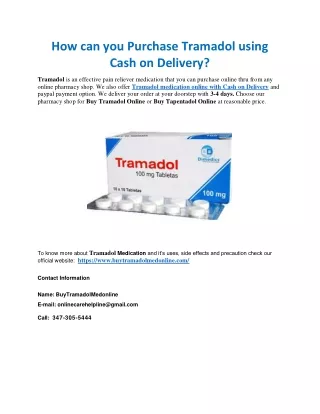How can you Purchase Tramadol using Cash on Delivery?