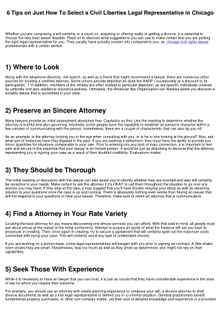 6 Tips on How To Select a Civil Liberties Legal Representative in Chicago