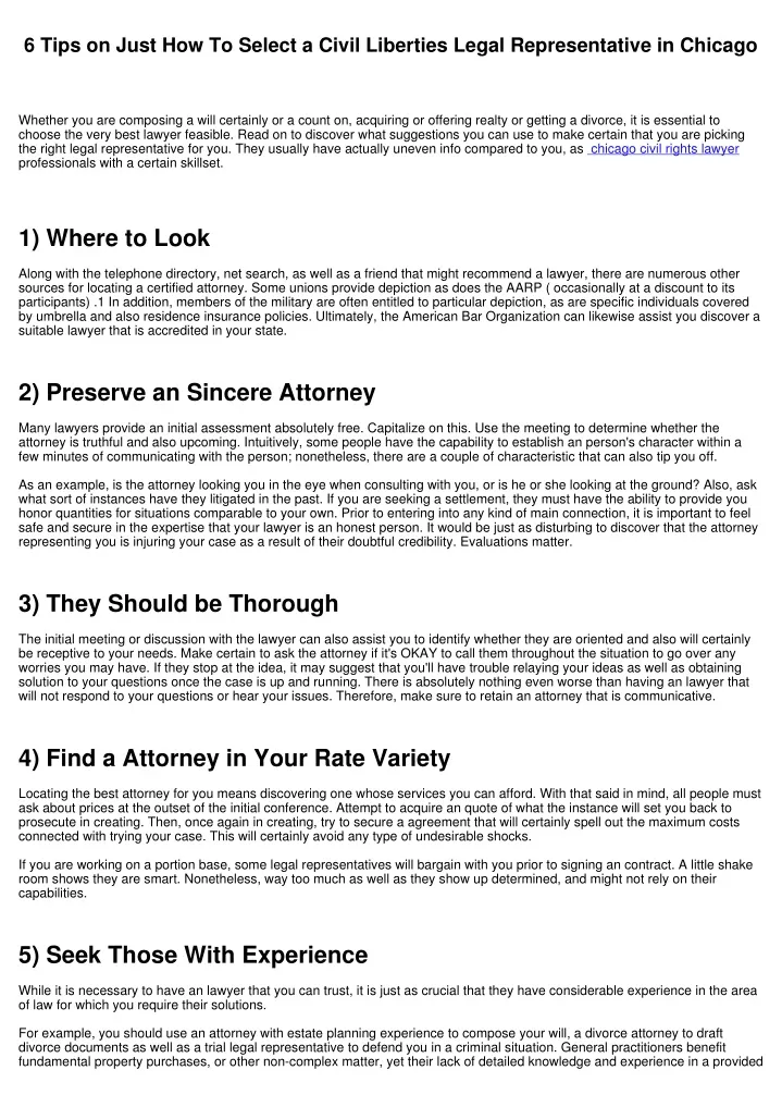 6 tips on just how to select a civil liberties