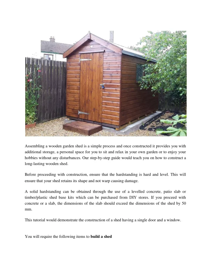 assembling a wooden garden shed is a simple