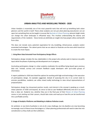 urban analytics and modelling trends 2020