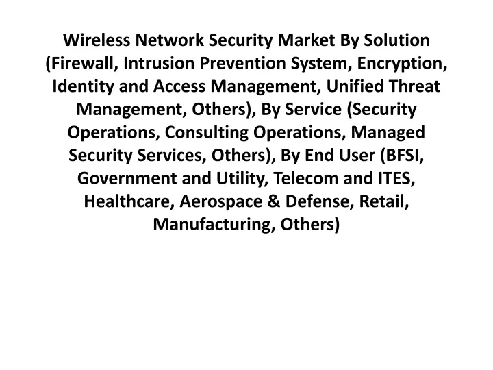 wireless network security market by solution
