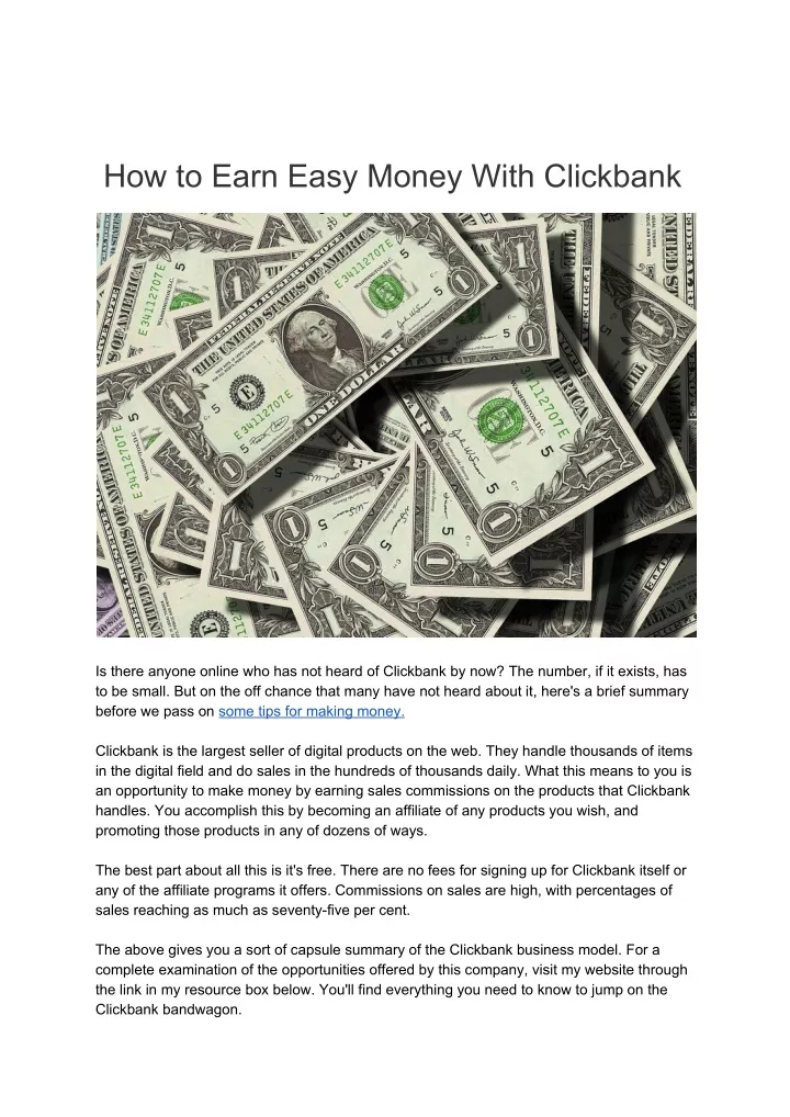 how to earn easy money with clickbank