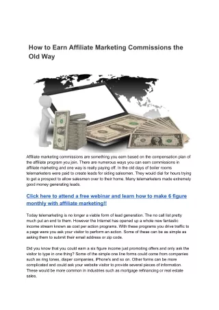 How to earn affiliate marketing commissions the old way