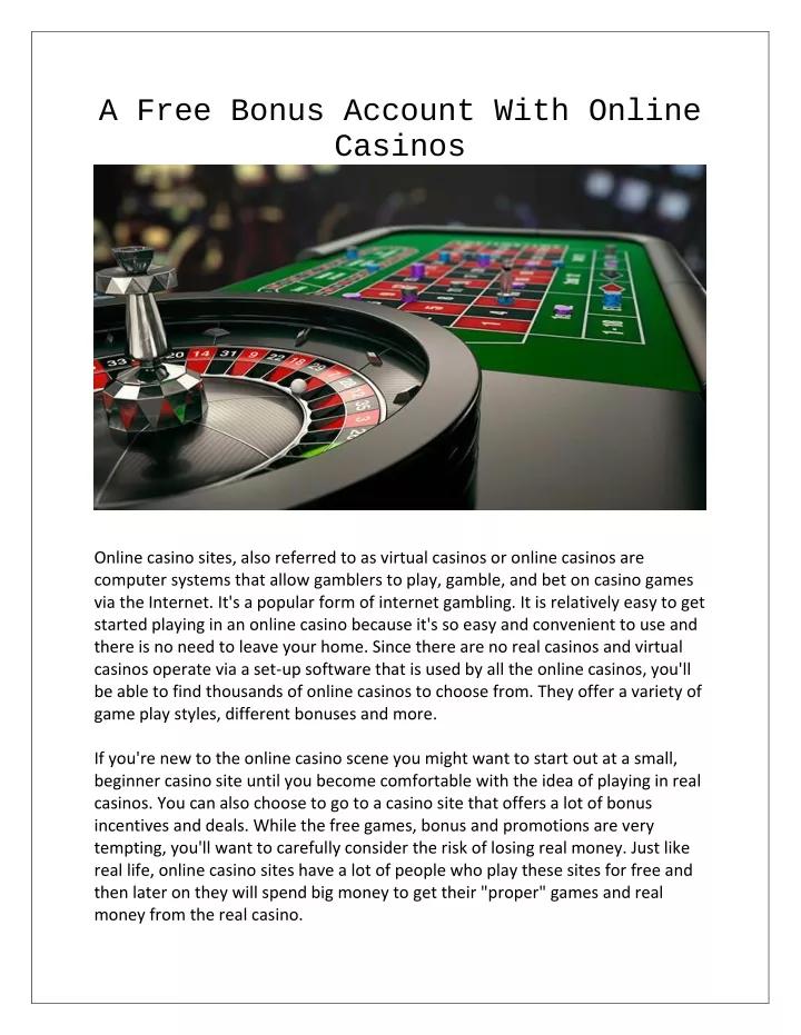 a free bonus account with online casinos
