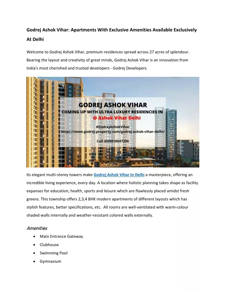 godrej ashok vihar apartments with exclusive