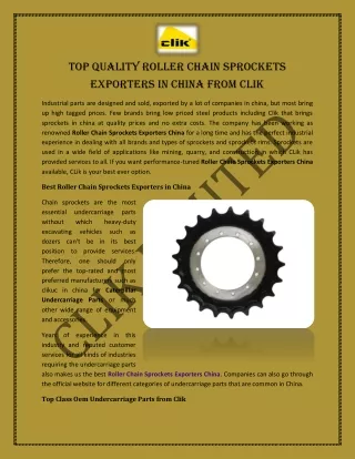 Top Quality Roller Chain Sprockets Exporters in China from Clik