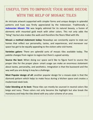useful tips to improve your home decor with
