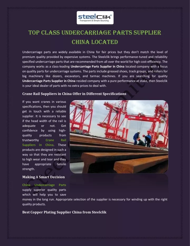 top class undercarriage parts supplier china