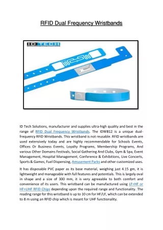 RFID Dual Frequency Wristbands Manufacturer, Supplier India