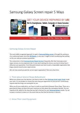 Samsung galaxy screen repair 5 ways