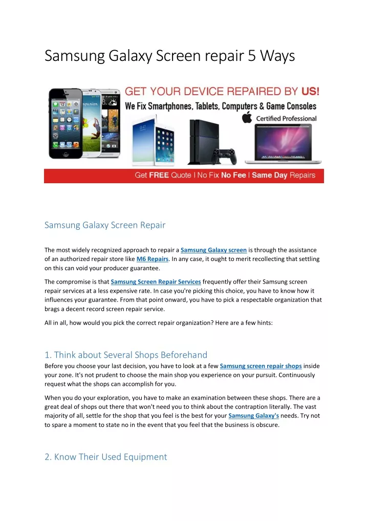 samsung galaxy screen repair 5 ways