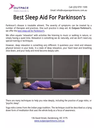 Best Sleep Aid For Parkinson's