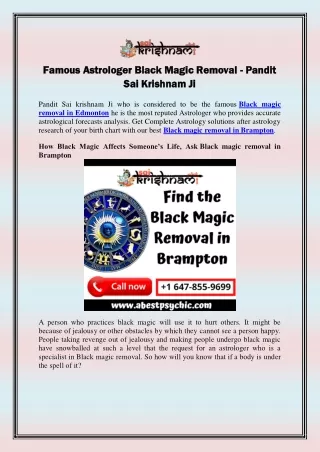 Famous Astrologer Black Magic Removal - Pandit Sai Krishnam Ji