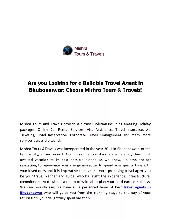 are you looking for a reliable travel agent