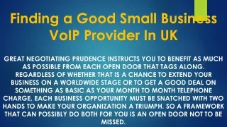 finding a good small business voip provider in uk