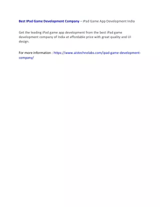 best ipad game development company ipad game