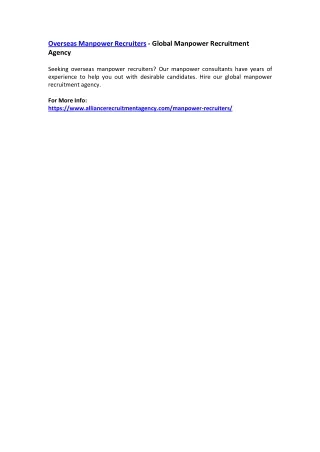 overseas manpower recruiters global manpower