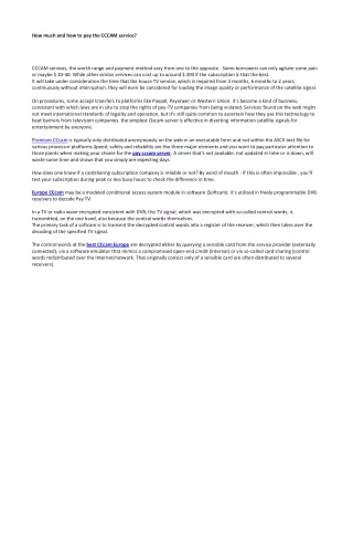 how much and how to pay the cccam service cccam