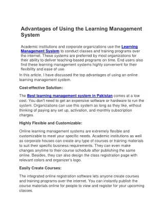 advantages of using the learning management system