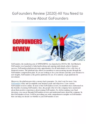GoFounders Review [2020]-All You Need to Know About GoFounders