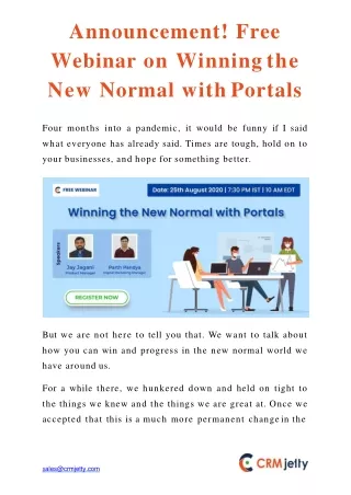 Winning the New Normal with Portals