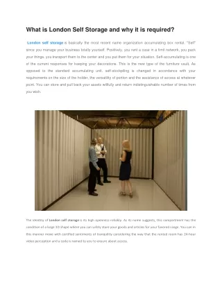 what is london self storage and why it is required