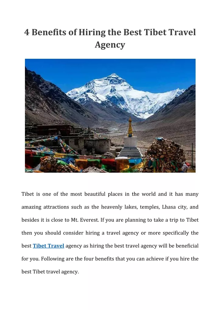 4 benefits of hiring the best tibet travel agency
