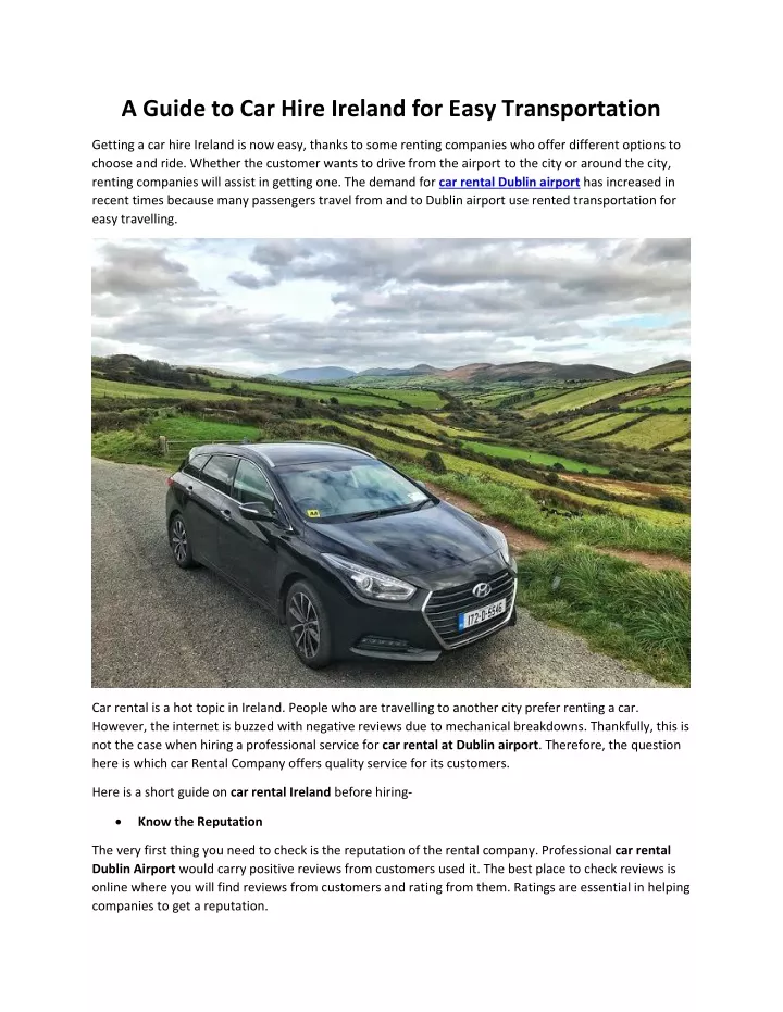 a guide to car hire ireland for easy