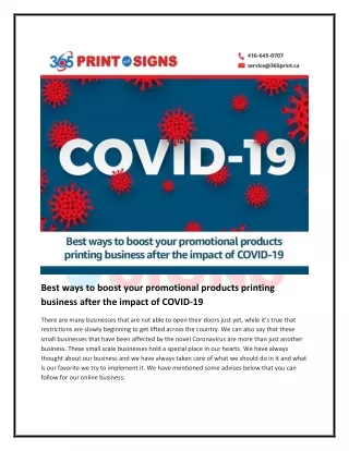 Best ways to boost your promotional products printing business after the impact of COVID-19
