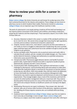 how to review your skills for a career in pharmacy