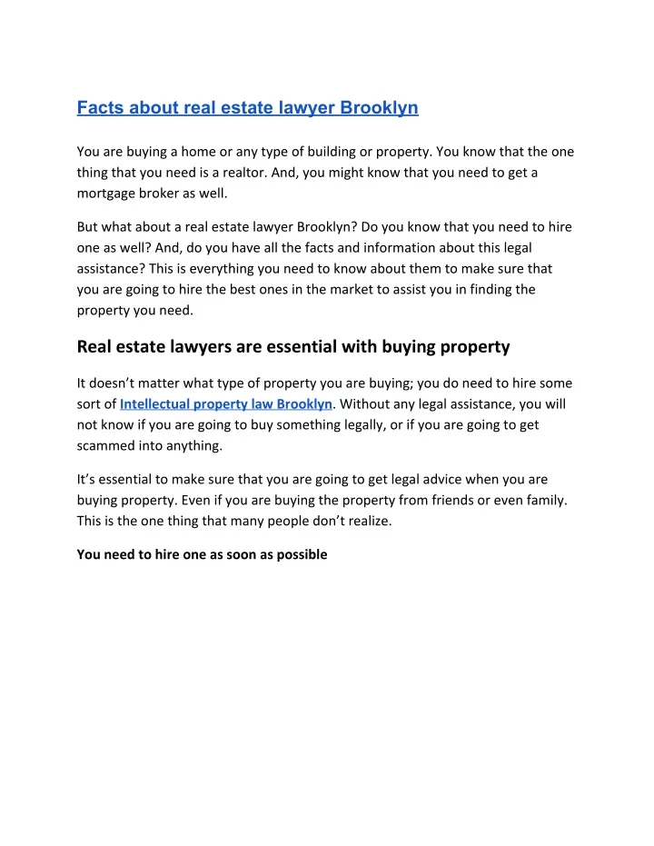 facts about real estate lawyer brooklyn