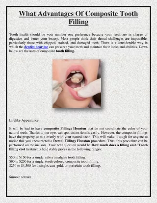 what advantages of composite tooth filling