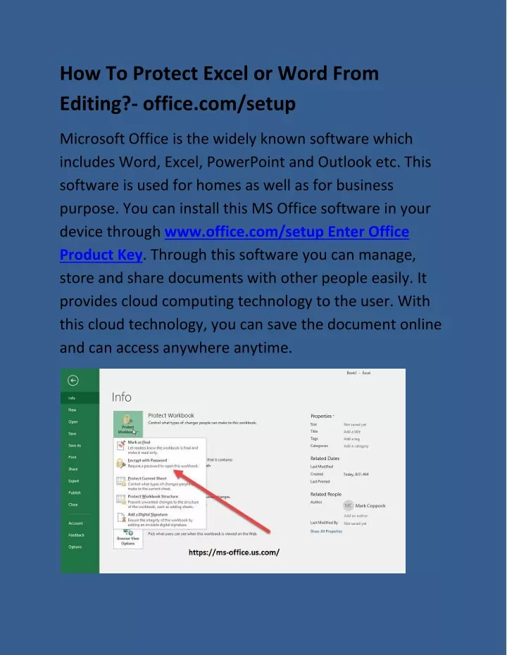 how to protect excel or word from editing office