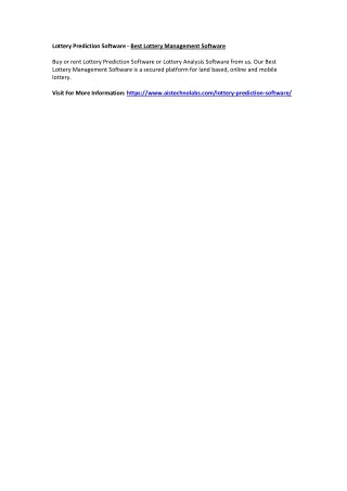 lottery prediction software best lottery