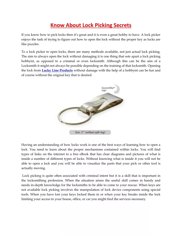 know about lock picking secrets