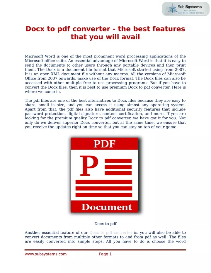 docx to pdf converter the best features that
