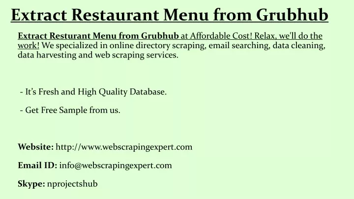 extract restaurant menu from grubhub