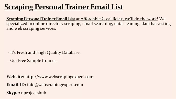 scraping personal trainer email list