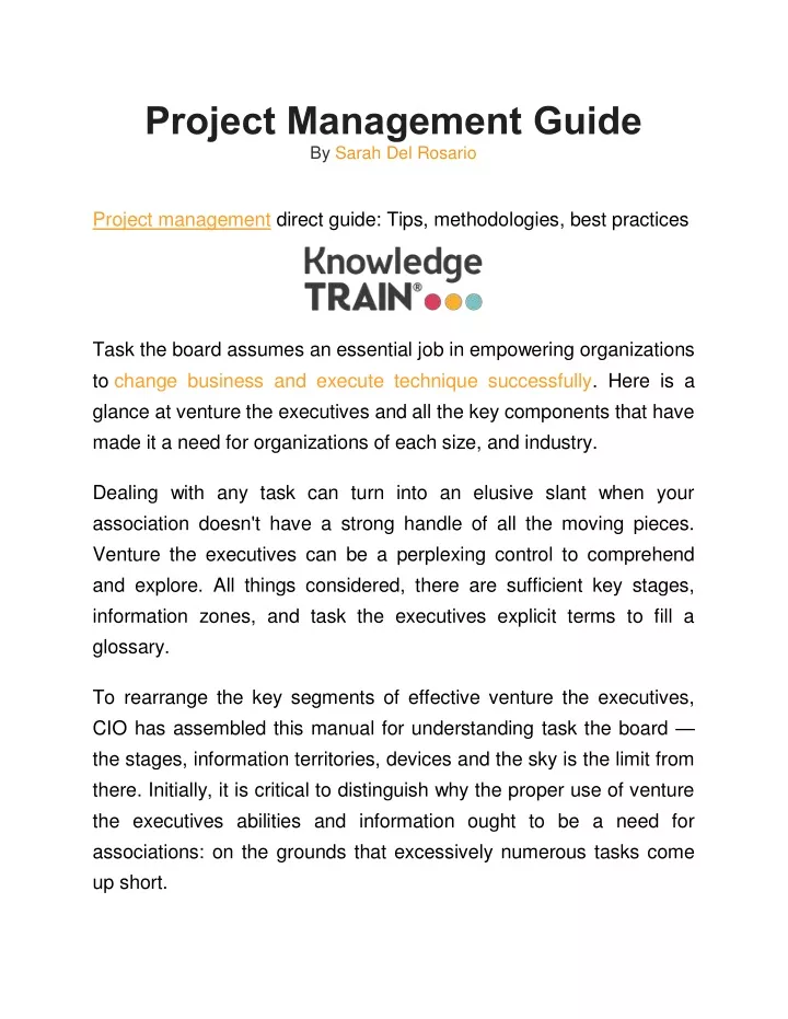 project management guide by sarah del rosario