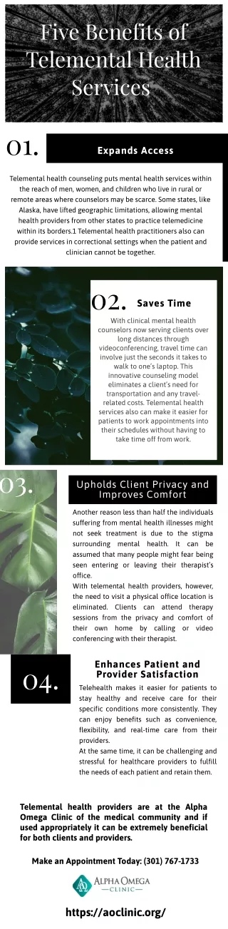 five benefits of telemental health services