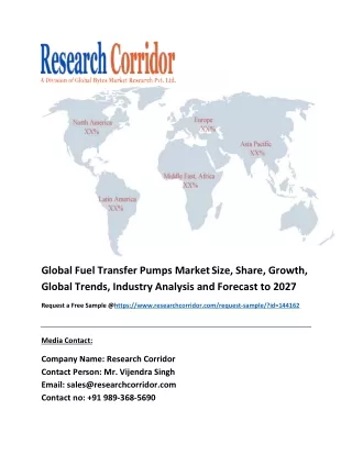 Global Fuel Transfer Pumps Market Size, Share, Growth, Global Trends, Industry Analysis and Forecast to 2027