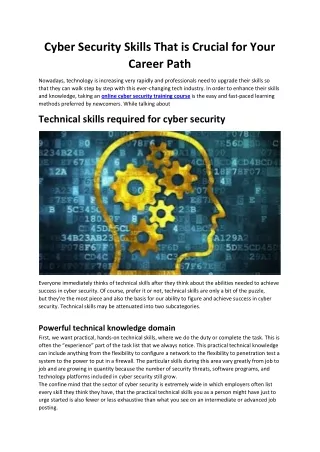 cyber security skills that is crucial for your