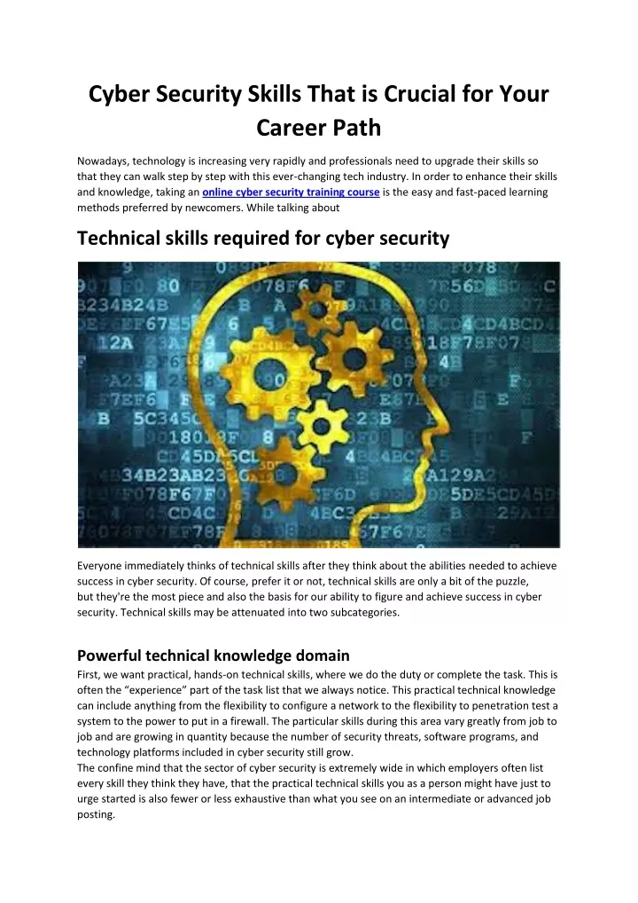 cyber security skills that is crucial for your